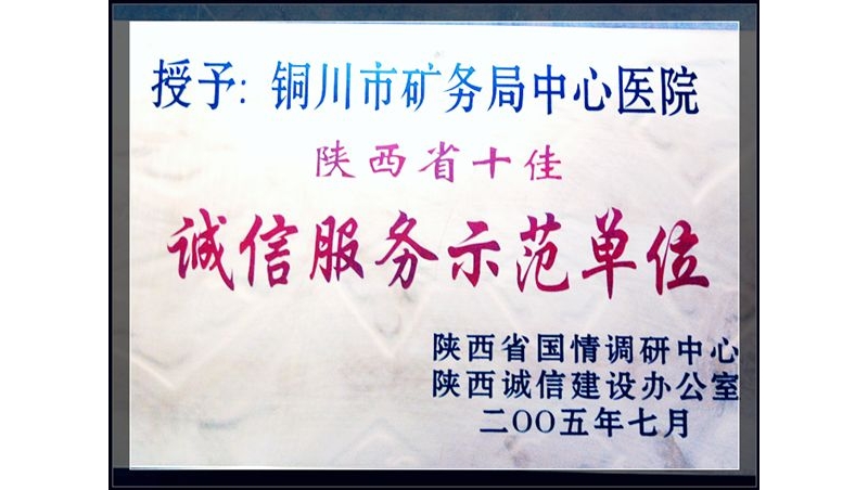 陜西省十佳誠(chéng)信服務(wù)示范單位